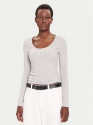 Calvin Klein Jeans Bluzka LV047D218G Szary Slim Fit. Szare topy sportowe damskie Calvin Klein Jeans, xxl, bez wzorów, z bawełny, bez ramiączek. Za 159.99 zł.