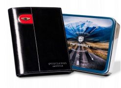 Portfel skórzany Peterson [D] PTN 22310-VT-E czarny. Czarne portfele męskie Peterson, bez wzorów, ze skóry. Za 65.39 zł.