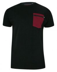 T-shirt, Czarny, 100% BAWEŁNA, U-neck, z Kieszonką, Męski, Krótki Rękaw -KINGS. Czarne t-shirty męskie Kings, m, bez wzorów, z bawełny, bez kołnierzyka. Za 69.00 zł.