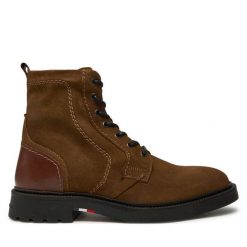 Kozaki Tommy Hilfiger. Brązowe buty zimowe męskie Tommy Hilfiger, bez zapięcia. Za 749.99 zł.