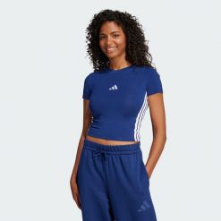 Koszulka Essentials 3-Stripes Slim Baby. Białe bluzki sportowe damskie Adidas, xl, bez kołnierzyka, bez ramiączek. Za 109.00 zł.