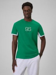 4F T-shirt regular z nadrukiem męski - zielony 3XL. Zielone t-shirty męskie 4f, m, bez wzorów, z bawełny, bez kołnierzyka. Za 79.99 zł.