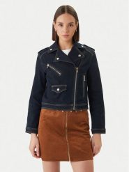 Morgan Kurtka jeansowa 261-VSOUBIA Granatowy Oversize. Niebieskie kurtki damskie Morgan, bez wzorów, z bawełny, bez kaptura. Za 369.99 zł.