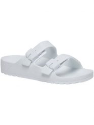 Klapki damskie Scholl Bahia EVA. Białe klapki damskie Scholl, bez wzorów, z materiału, bez obcasa. Za 169.99 zł.