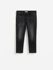 Jeansy slim cropped - czarny. Czarne jeansy męskie Reserved. Za 159.99 zł.