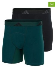 Adidas Bokserki (2 pary) w kolorze czarnym i zielonym rozmiar: M. Czarne bokserki męskie Adidas, bez wzorów. Za 87.19 zł.