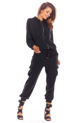Czarna Bluza na Zamek z Kapturem. Czarne bluzy z kapturem damskie Awama, l, z elastanu. Za 222.90 zł.