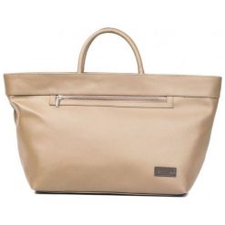 Trussardi torebka beżowa. Brązowe torebki klasyczne damskie TRUSSARDI, bez wzorów, ze skóry, bez dodatków. Za 545.00 zł.