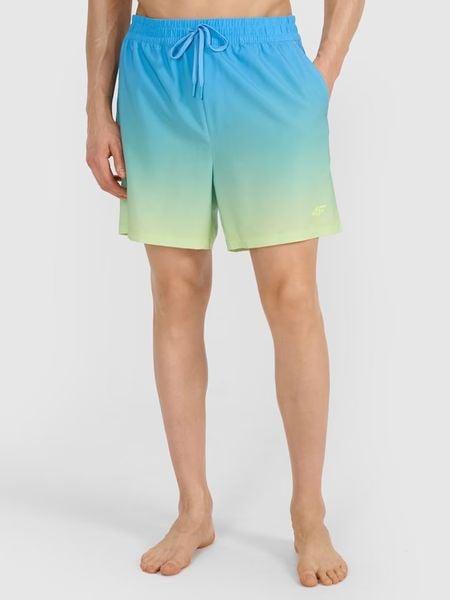 4F Szorty kąpielowe w kolorze błękitno-zielonym rozmiar: L. Niebieskie szorty sportowe męskie 4f, l, z materiału, outdoorowe. Za 73.95 zł.