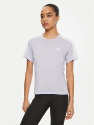 Adidas Koszulka techniczna Own the Run 3-Stripes JD2276 Fioletowy Regular Fit. Fioletowe bluzki sportowe damskie Adidas, s, bez wzorów, z syntetyku, bez ramiączek. Za 129.99 zł.