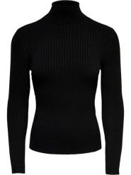 ONLY Golf "Karol" w kolorze czarnym rozmiar: L. Czarne golfy damskie Only, l, bez wzorów, prążkowane, bez ramiączek. Za 92.21 zł.