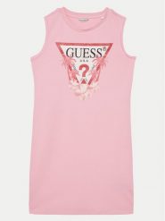 Guess Sukienka codzienna J4RK38KA6W4 Różowy Regular Fit. Czerwone sukienki dziewczęce Guess, z aplikacjami, z bawełny, bez ramiączek. Za 99.99 zł.