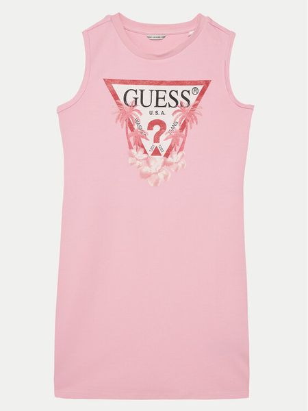 Guess Sukienka codzienna J4RK38KA6W4 Różowy Regular Fit. Czerwone sukienki dziewczęce Guess, z aplikacjami, z bawełny, bez ramiączek. Za 79.99 zł.