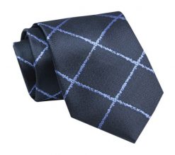 Elegancki, Klasyczny, Męski Krawat -ALTIES - Duża Krata, Granat. Niebieskie krawaty i muchy męskie Alties, bez wzorów, z tkaniny, eleganckie. Za 49.00 zł.