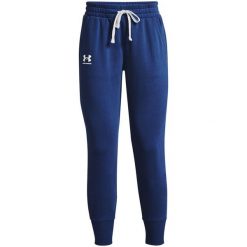 Spodnie damskie Under Armour Rival Fleece Joggers. Niebieskie spodnie dresowe damskie Under Armour, bez wzorów. Za 162.00 zł.