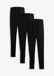 Legginsy ciążowe z bawełny organicznej (3 pary). Czarne legginsy damskie bonprix, bez wzorów, z bawełny. Za 147.99 zł.