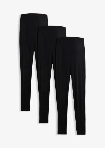 Legginsy ciążowe z bawełny organicznej (3 pary). Czarne legginsy damskie bonprix, bez wzorów, z bawełny. Za 147.99 zł.