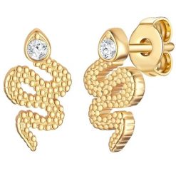 Lulu & Jane Kolczyki Waż Stop metali Żółte złoto 1 ct Damski. Żółte kolczyki damskie Lulu & Jane, pozłacane, na sztyftcie. Za 149.99 zł.