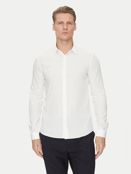 Calvin Klein Koszula K10K114299 Biały Slim Fit. Białe koszule męskie CALVIN KLEIN, m, bez wzorów, z bawełny, bez kołnierzyka, bez ramiączek. Za 199.99 zł.
