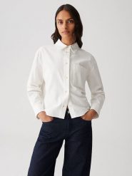 OPUS Koszula w kolorze białym rozmiar: 42. Białe koszule damskie Opus, bez wzorów, z bawełny, bez kołnierzyka, bez ramiączek. Za 187.52 zł.