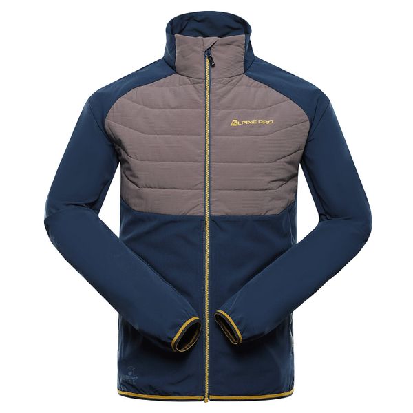 Bluza męska sportowa z wełną merino Alpine Pro Gerl. Niebieskie bluzy bez kaptura męskie Alpine Pro, bez wzorów, z elastanu, biznesowe, bez kołnierzyka, bez ramiączek. Za 419.00 zł.