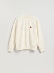 Bluza z haftem - złamana biel. Bluzy bez kaptura męskie Reserved, l, z bawełny. Za 129.99 zł.