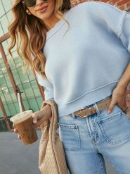 LA Angels Sweter w kolorze błękitnym rozmiar: M. Niebieskie golfy damskie LA Angels, m, bez wzorów, bez ramiączek. Za 165.99 zł.