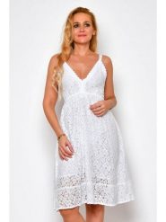 Tarifa Sukienka w kolorze białym rozmiar: L. Białe sukienki damskie Tarifa, l, bez wzorów, z koronki, bez kołnierzyka, bez ramiączek, midi. Za 52.42 zł.