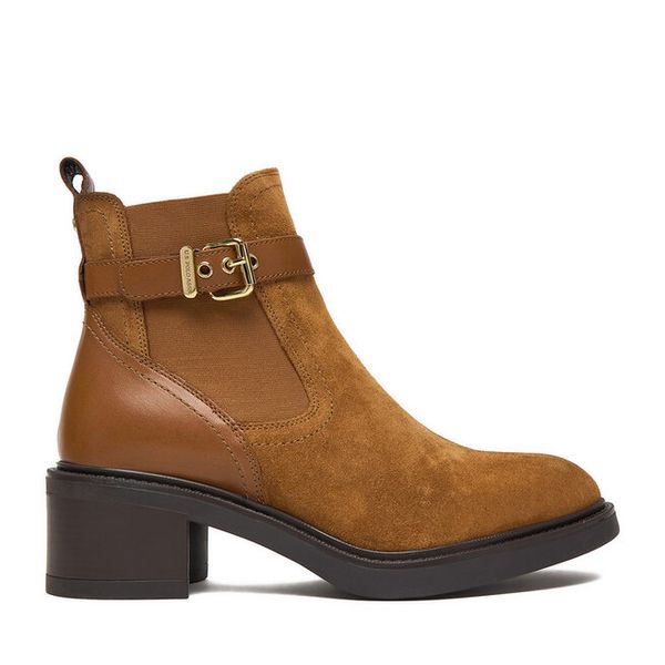 Botki U.S. Polo Assn. Brązowe botki damskie U.S. Polo Assn., bez obcasa, na słupku, bez zapięcia. Za 429.99 zł.