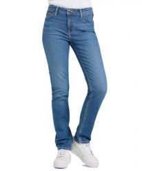 DAMSKIE SPODNIE LEE ELLY NOSTALGIC FLARE 112371611. Spodnie materiałowe damskie Lee, bez wzorów, z jeansu. Za 219.99 zł.