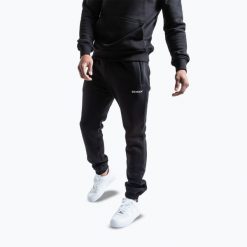 Spodnie męskie BOXRAW Johnson. Czarne spodnie materiałowe męskie BOXRAW, bez wzorów, z bawełny, sportowe. Za 309.99 zł.