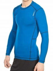 Koszulka sportowa męska REEBOK długi rękaw. Niebieskie t-shirty sportowe męskie Reebok, m, z elastanu, bez ramiączek, na fitness i siłownię. Za 95.00 zł.