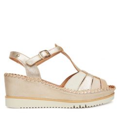 Sandały Pikolinos. Żółte sandały damskie Pikolinos, bez wzorów, bez obcasa, na koturnie. Za 599.99 zł.