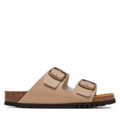 Klapki Scholl. Brązowe klapki damskie Scholl, bez wzorów, bez obcasa. Za 189.99 zł.