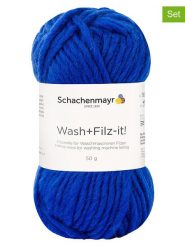 Schachenmayr since 1822 Przędza wełniana (10 szt.) "Wash+Filz-it!" w kolorze niebieskim - 10 x 50 g rozmiar: onesize. Niebieskie kapcie damskie Schachenmayr since 1822, z wełny. Za 86.99 zł.