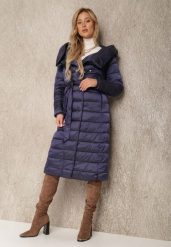 Granatowa Kurtka Damiore. Niebieskie kurtki damskie Renee, l, bez wzorów, z tkaniny, bez kaptura. Za 259.99 zł.