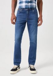 WRANGLER TEXAS SLIM MĘSKIE SPODNIE JEANSOWE JEANS DŻINSY HARVEY BLUE 112350817 W12S017973. Niebieskie jeansy męskie Wrangler. Za 229.99 zł.