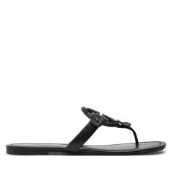 Japonki Tory Burch. Czarne klapki damskie Tory Burch, bez wzorów, bez obcasa. Za 699.99 zł.