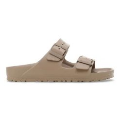 Klapki damskie Birkenstock Arizona EVA Gray Taupe. Brązowe klapki damskie Birkenstock, bez wzorów, z materiału, bez obcasa. Za 219.99 zł.