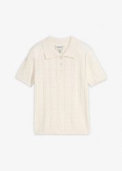 Sweter ażurowy z jedwabiem. Białe swetry klasyczne damskie bonprix, bez kołnierzyka. Za 169.99 zł.