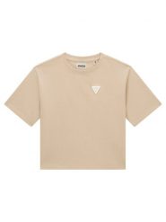 Guess T-Shirt J6YI42 K5197 Beżowy Regular Fit. Brązowe koszulki dziewczęce Guess, z aplikacjami, z bawełny, bez ramiączek. Za 114.99 zł.
