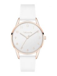 Tamaris Zegarek kwarcowy w kolorze różowozłoto-białym rozmiar: onesize. Białe, analogowe zegarki damskie Tamaris, metalowe. Za 130.99 zł.