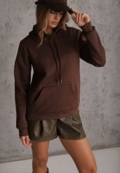 Brązowa Bluza z Kapturem i Kangurową Kieszenią z Przodu Amerie. Brązowe bluzy z kapturem damskie Renee, l, z jeansu. Za 69.99 zł.