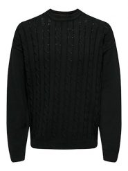 ONLY & SONS Sweter w kolorze czarnym rozmiar: L. Czarne swetry męskie Only & Sons, l, bez wzorów, ze splotem, bez kołnierzyka. Za 70.24 zł.