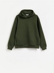 Bluza z kaputrem - ciemnozielony. Zielone bluzy bez kaptura męskie Reserved, l, z dzianiny. Za 149.99 zł.