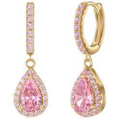 Glanzstücke München Creolen Sterling Silber gelbgold Zirkonia pink Kolczyki 1 ct Damski. Różowe kolczyki damskie Glanzstücke München, z cyrkonią, pozłacane. Za 297.49 zł.