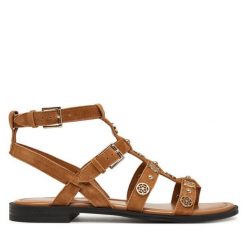 Sandały Guess. Brązowe sandały damskie Guess, z aplikacjami, bez obcasa, na płaskiej podeszwie. Za 549.99 zł.