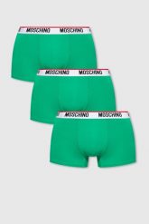 MOSCHINO Zielone bokserki męskie 3PACK. Zielone bokserki męskie MOSCHINO, bez wzorów, z bawełny. W wyprzedaży za 199.99 zł.