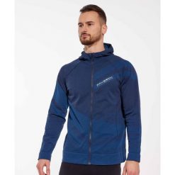 Bluza męska wełniana z kapturem Brubeck THERMO WOOL by Pustelnik. Niebieskie bluzy z kapturem męskie Brubeck, m, z wełny. Za 439.00 zł.