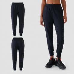 SPODNIE DAMSKIE DRESOWE 4F TRENINGOWE SZYBKOSCHNĄCE CZARNE. Czarne spodnie sportowe damskie 4f, s, z dresówki, do biegania. Za 179.99 zł.